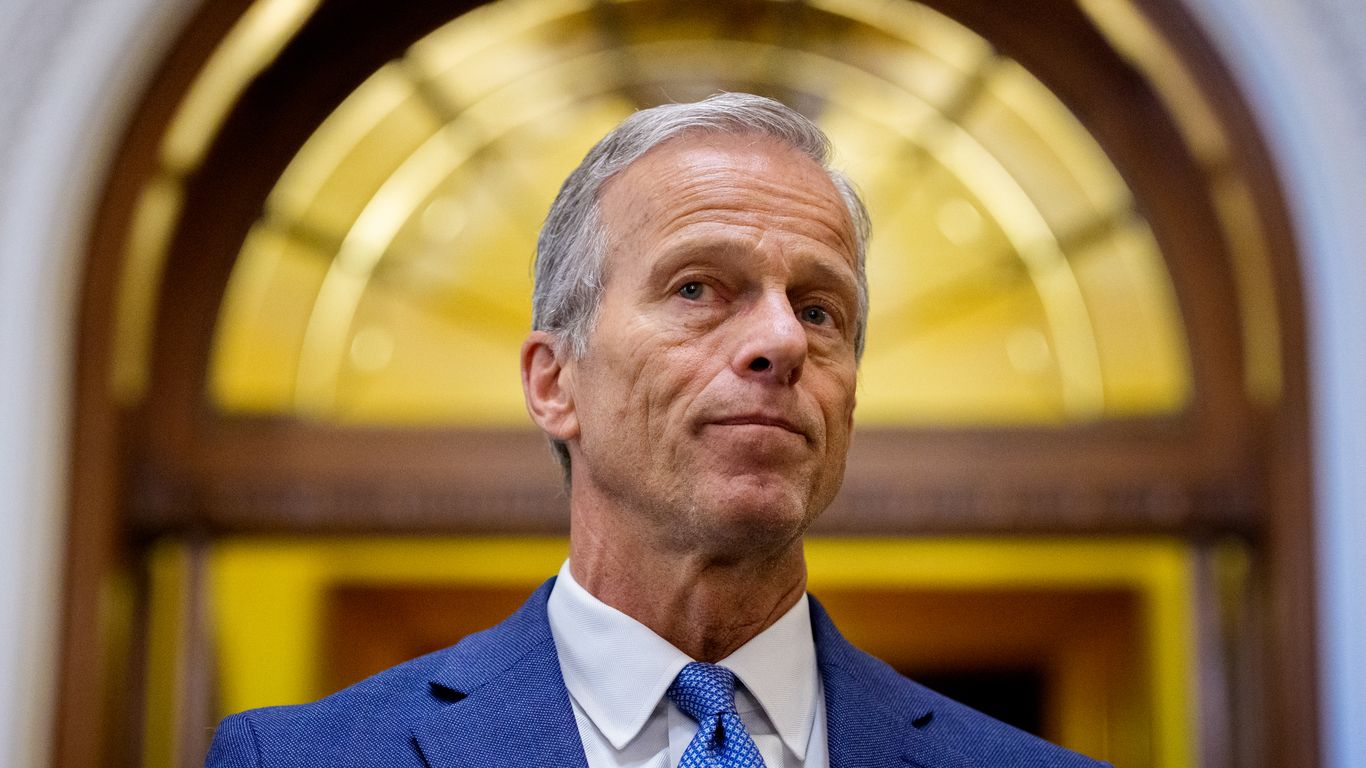 axios's tweet card. "We're thinking about it," Thune told Axios about Trump's call to cancel all — or part — of the August break.