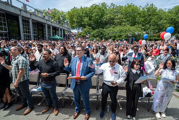 SoSeaEmerald's tweet card. On July 4, more than 500 people became U.S. citizens in Seattle — a moment Mayor Bruce Harrell says underscores why investing in citizenship is vital to our city's future.