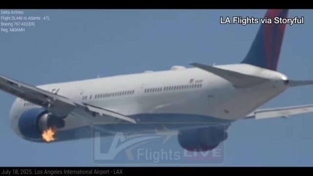 WCBD's tweet card. A Delta flight made an emergency landing at the Los Angeles International Airport after one of its engines caught fire on Friday afternoon, officials say.