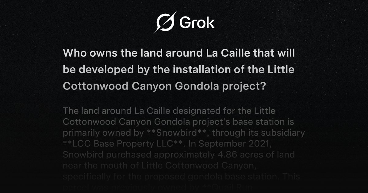 MikeCarey4CC's tweet card. Who owns the land around La Caille that will be developed by the installation of the Little Cottonwo