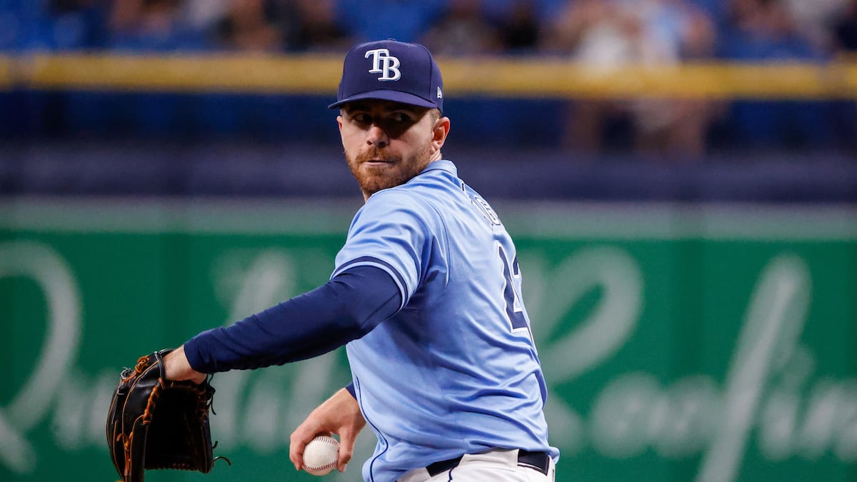 TBTimes_Rays's tweet card. The right-handed reliever could start throwing as soon as Tuesday.
