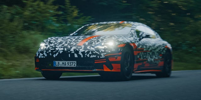 CARandDRIVER's tweet card. The upcoming Taycan fighter rides on a new AMG.EA platform and features simulated shifts and a soundtrack to make you think you're in a gas-powered AMG.
