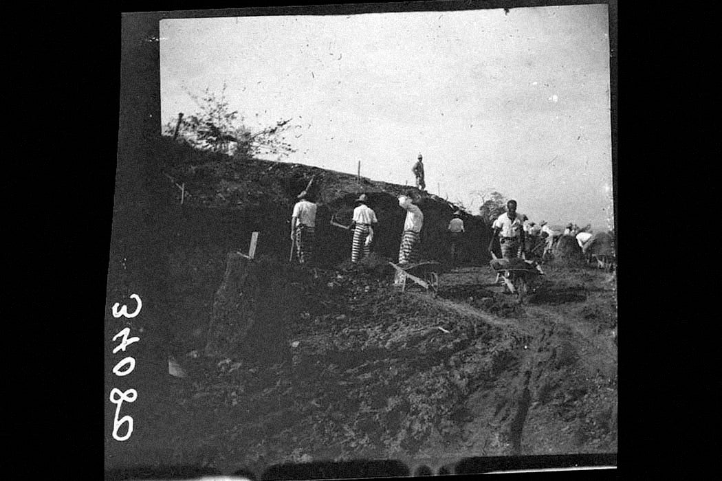 DukeAAAS's tweet card. The criminalization of Blackness enabled by the Thirteenth Amendment brought chain gangs to the construction projects of the Panama Canal Zone.
