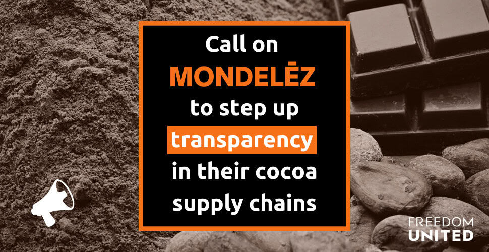 BrentFairtrade's tweet card. As a supporter of @freedomunitedHQ I’m calling on Mondelēz show a commitment to ending forced child labor in the cocoa industry. Join me and demand transparency!