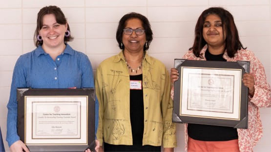CornellGrad's tweet card. At the University-Wide GET SET Teaching Conference, held in April, doctoral candidates Manasi Anand and Ellie Homant, College of Agriculture and Life Sciences, were recognized with Ye Awards for...