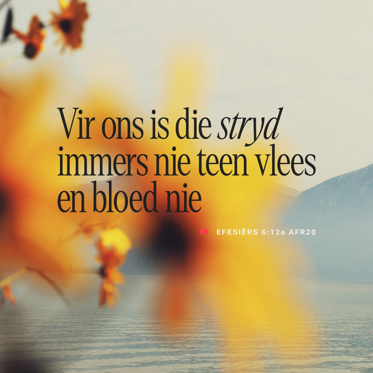 GroenOns's tweet card. Want ons worstelstryd is nie teen vlees en bloed nie, maar teen die owerhede, teen die magte, teen die wêreldheersers van die duisternis van hierdie eeu, teen die bose geeste in die lug.