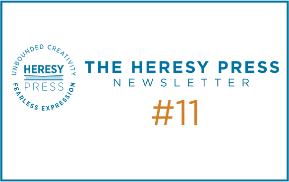 InfoHeresy's tweet card. In this issue: The launch of Speakeasy: The Heresy Book Club, News, guest essay by Meghan Daum, and Notes from our Advisory Board Members.