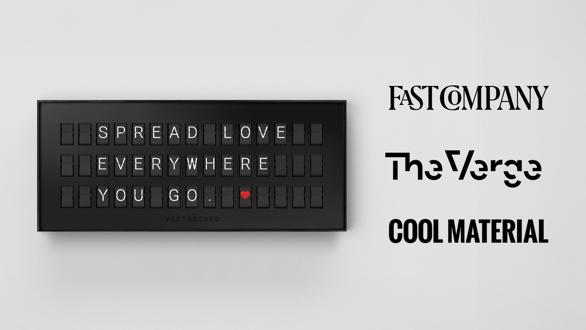 vestaboard's tweet card. Vestaboard Note makes headlines in The Verge, Fast Company, and Cool Material following its launch this past week.