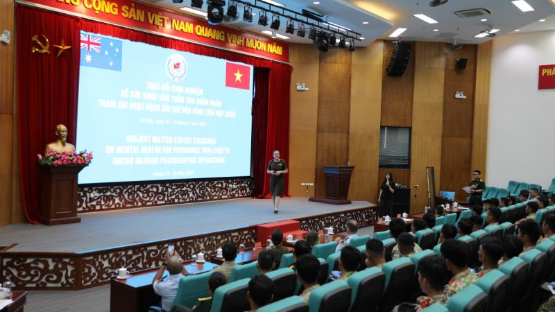 hqjoc's tweet card. Brigadier shares a personal message on resilience with Vietnamese engineers bound for Africa UN mission.