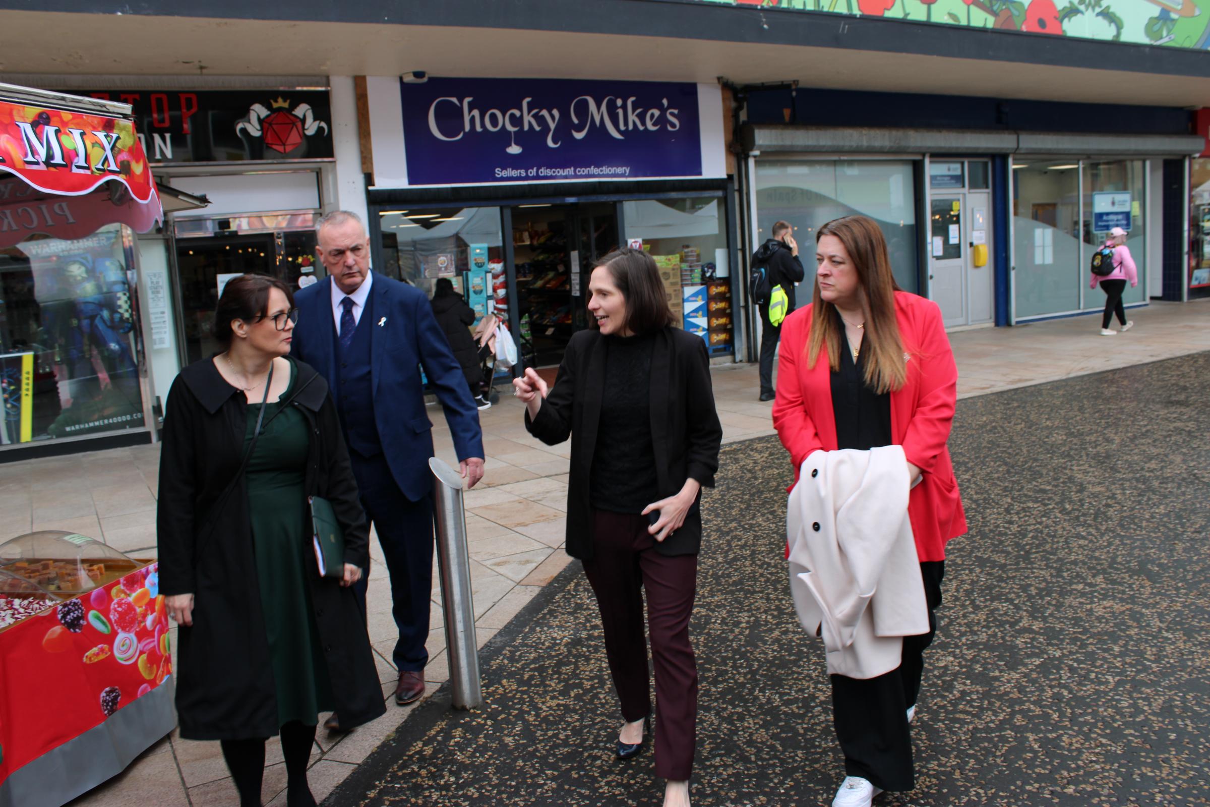 LancsPCC's tweet card. Anti-social behaviour problems in a town centre have been highlighted by Hyndburn MP Sarah Smith