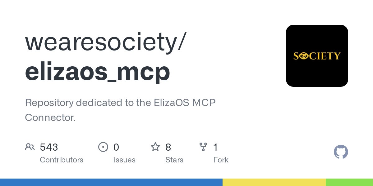 AIFlow_ML's tweet card. Repository dedicated to the ElizaOS MCP Connector. - GitHub - wearesociety/elizaos_mcp: Repository dedicated to the ElizaOS MCP Connector.