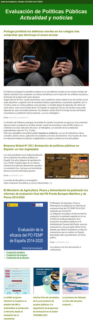 REDFEMP_TyP's tweet card. Este núm. 142 del Boletín de Evaluación de Políticas Públicas de la Junta de Andalucía le acerca seis items de la actualidad.