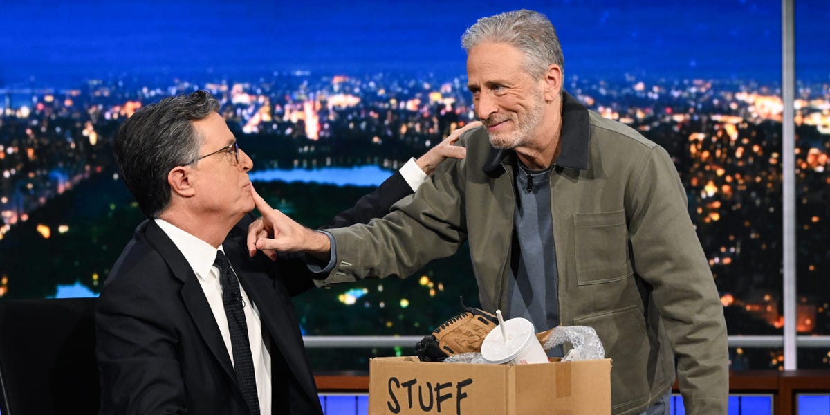 BusinessInsider's tweet card. Stewart said CBS was hoping to get into President Donald Trump's good books by cancelling The Late Show with Stephen Colbert.