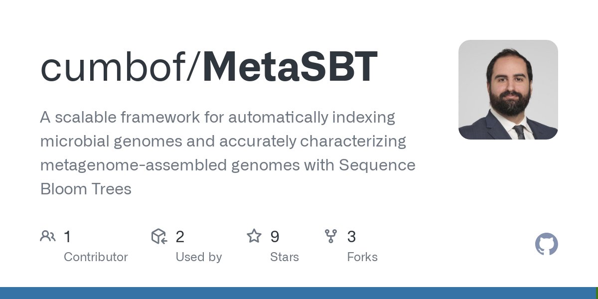 SinaMajidian's tweet card. A scalable framework for automatically indexing microbial genomes and accurately characterizing metagenome-assembled genomes with Sequence Bloom Trees - cumbof/MetaSBT