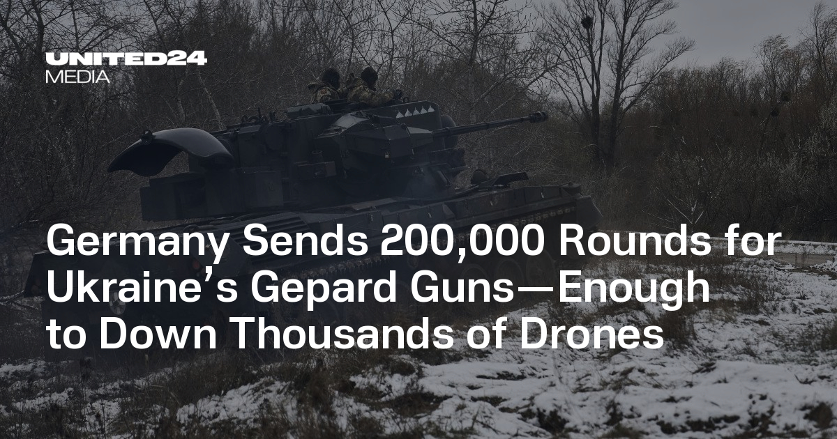 United24media's tweet card. The latest military support from Germany for Ukraine includes a significant shipment of 200,000 rounds for Gepard air defense units.