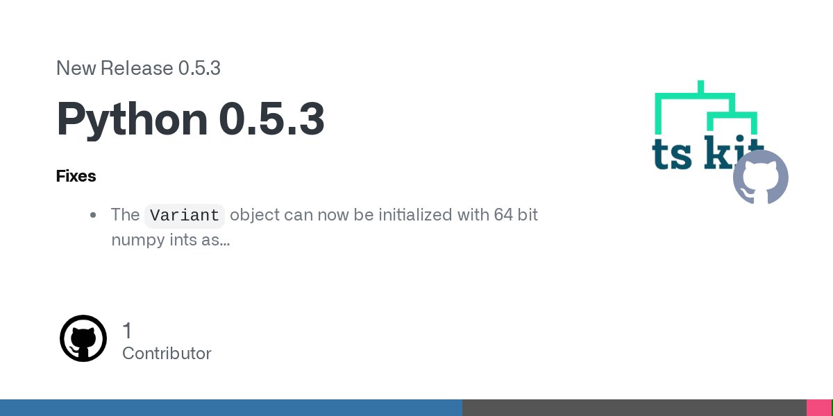 tskit_dev's tweet card. Fixes The Variant object can now be initialized with 64 bit numpy ints as returned e.g. from np.where (@hyanwong, #2518, #2514) Fix tree.mrca for the case of a tree with multiple roots. (@benje...