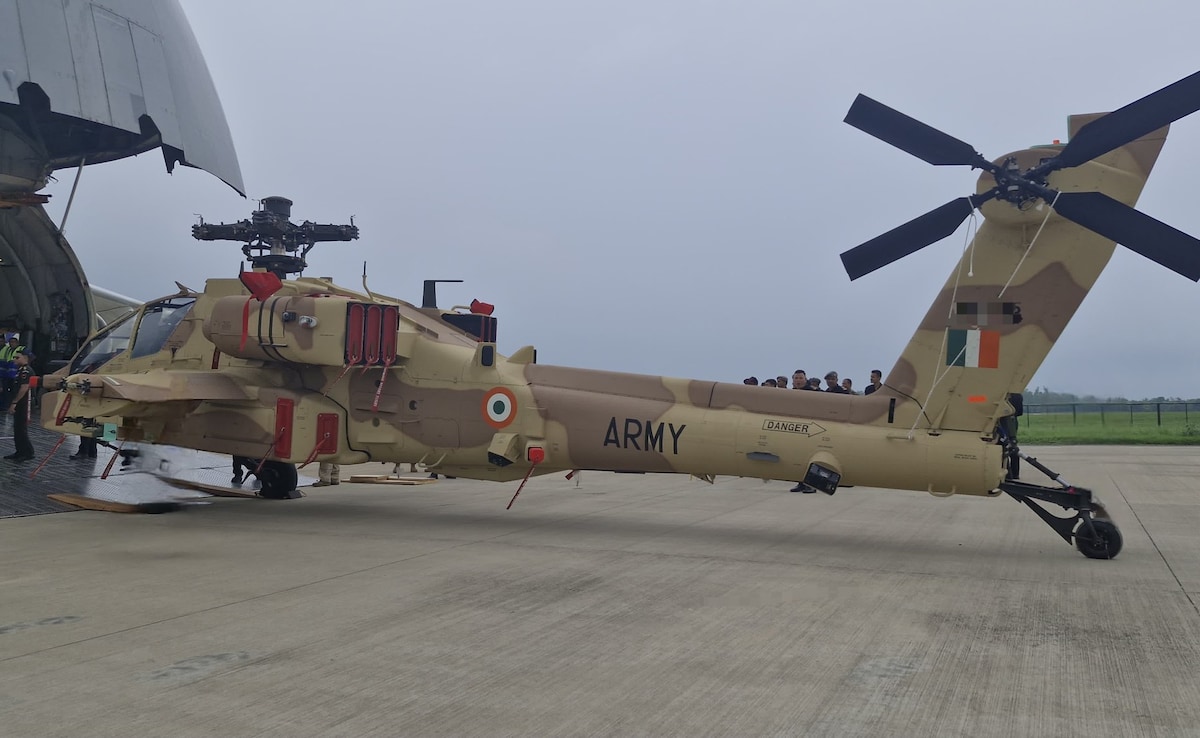 ShivAroor's tweet card. 15 months after a squadron was raised in Jodhpur to house the world's most feared attack helicopter, the Indian Army today took delivery of the first three of six Boeing-built AH-64E Apache helicop...
