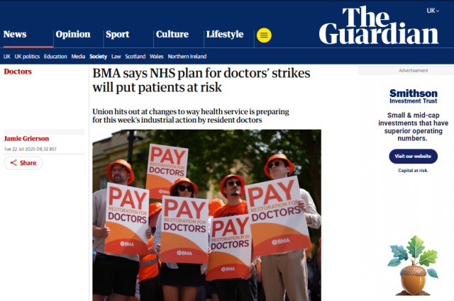 ProfJWR's tweet card. Professor John Robertson OBA In the Guardian today, the above and: In a letter to the NHS chief executive, Sir Jim Mackey, the BMA council chair, Dr Tom Dolphin, and the deputy council chair, Dr Em…