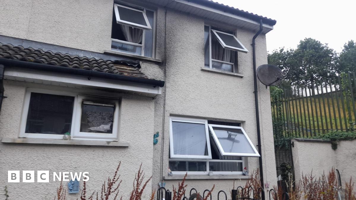BBCNewsNI's tweet card. The 38-year-old man was detained after a house in the Brandywell area of Londonderry was badly damaged by fire.