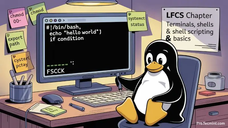 tecmint's tweet card. In this chapter, you’ll learn how Linux terminals and shells work, and how to write your first shell scripts using bash.