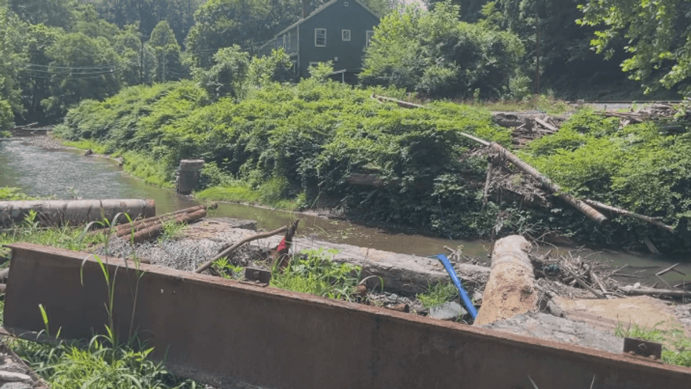wchs8fox11's tweet card. For five months now, some Gary residents, who have been without a bridge since the February flood, have been walking about a mile-and-a-half each way daily on t