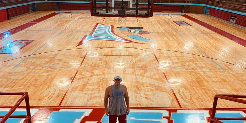 AdamDuvall's tweet card. The unique Lewistown playing surface was voted the top high school basketball gym around Peoria, topping four other finalists. Results here.