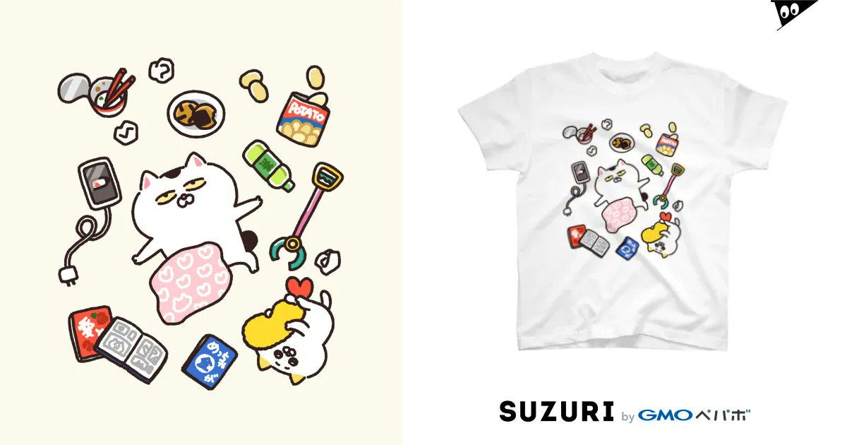 yuko865's tweet card. 汚部屋でねこちゃんB（縦）（スタンダードTシャツ）の購入ページです。ユウコのねこちゃんだもの ( yuko865 )がつくったスタンダードTシャツ。色やサイズも選択可能です。お得なクーポンも配布中！