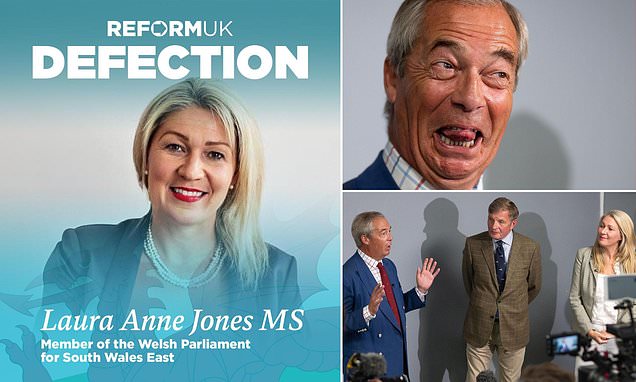 DailyMail's tweet card. Laura Anne Jones, 46, posed with the leader at the Royal Welsh Agricultural Show today after ditching the Tories.