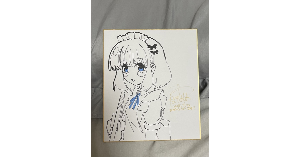 7XNQM's tweet card. 中色紙に描きました！ メイド服のオリジナルキャラです。 料金に送料が含まれています！