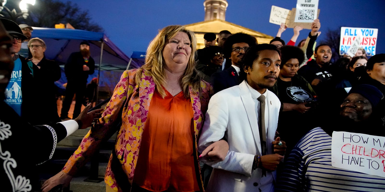 AngelaDWrites's tweet card. "What we saw yesterday in Tennessee was an attack on democracy and very overt racism," said ousted lawmaker Justin Jones.