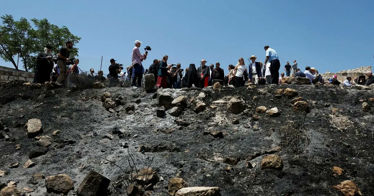 haaretzcom's tweet card. Israel Police deny reports that settlers set fire to West Bank church earlier this month