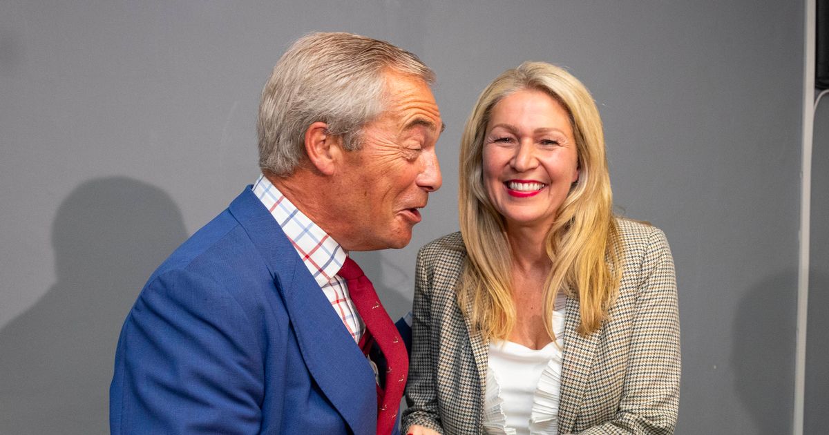 dave43law's tweet card. A smiling Nigel Farage unveiled Tory Senedd member Laura Anne Jones as his latest Reform recruit - branding it a 'big step forward for Reform in Wales'