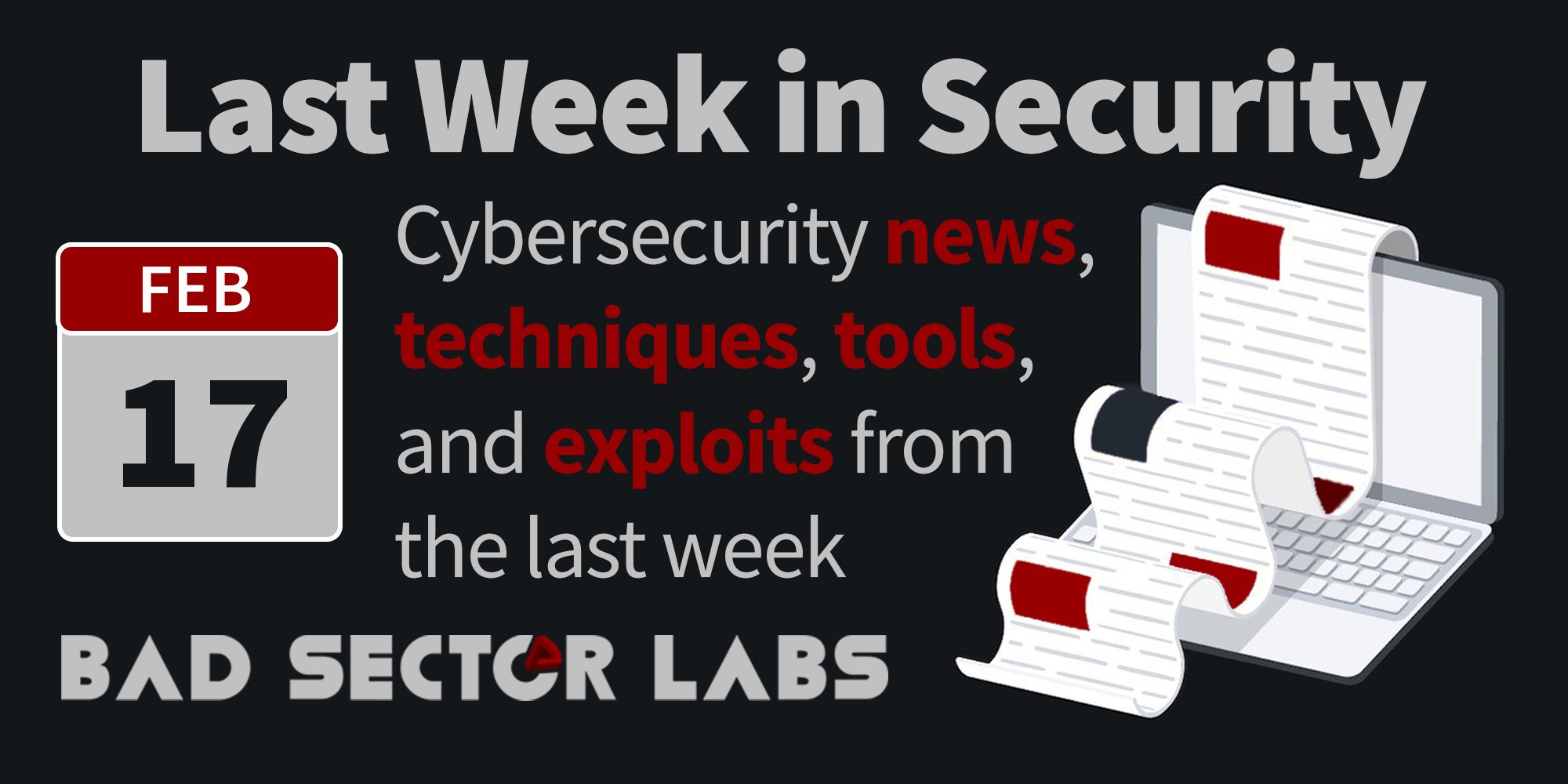 lastweekinfosec's tweet card. PAN-OS auth bypass (@hash_kitten), Outlook drafts as C2 (@elasticseclabs), Ludus powered SocGholish analysis (@RussianPanda9xx), kernel UAF (@h0mbre_), and more!