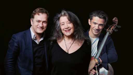 RCapucon's tweet card. Experience Renaud Capuçon, Gautier Capuçon & Martha Argerich play Piano Trios on 24/07/2025 ➤ Experience it now on STAGE+!