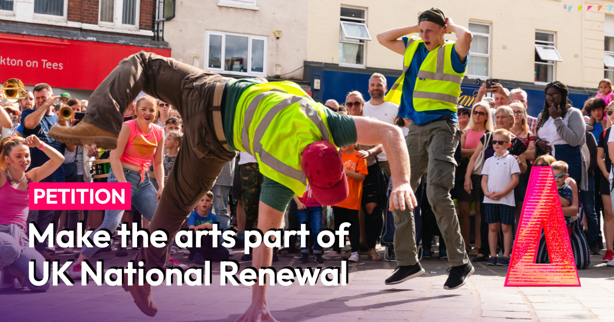 sarahpotts14's tweet card. The Chancellor is reviewing all public spending from scratch. The arts make our lives happier and our communities stronger. Now is the moment to invest in them.
