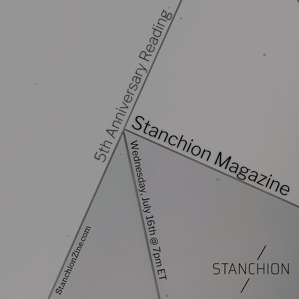 AFB16's tweet card. Join us for Stanchion Magazine's 5th anniversary zoom reading!