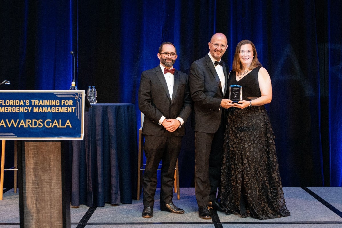 UCF's tweet card. Claire Connolly Knox and Kathryn Valentine ’16 were recognized for their work in the field of emergency management during the Florida Division of Emergency Management’s inaugural Awards Ceremony Gala.