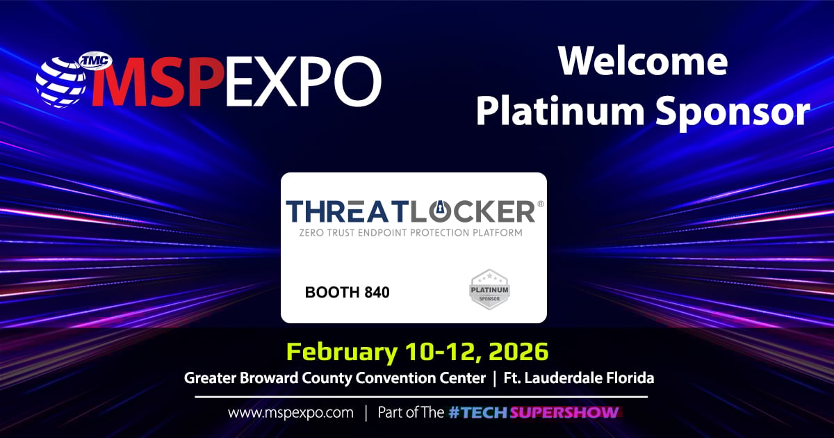 tmcnet's tweet card. TMC today announced that ThreatLocker, a leading provider of enterprise-level Zero Trust cybersecurity software, has signed on as a Platinum Sponsor of MSP Expo 2026, part of the #TECHSUPERSHOW