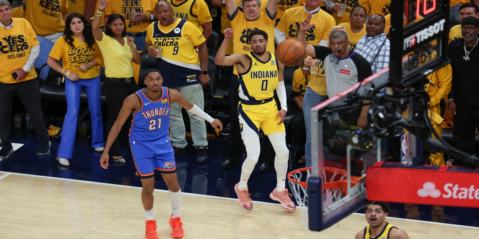 ThunderXtra's tweet card. The Thunder fell in a miserable way Thursday night during a 108-91 shellacking by the Pacers in Game 6 of the NBA Finals at Gainbridge Fieldhouse.
