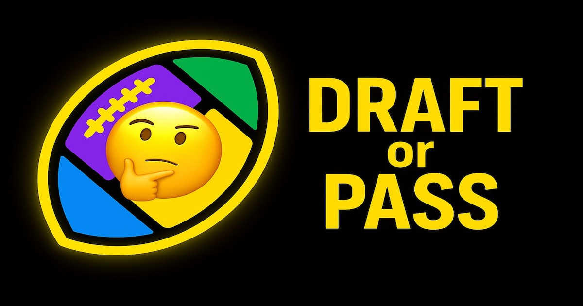 DraftrPass's tweet card. Vote on best ball drafts!