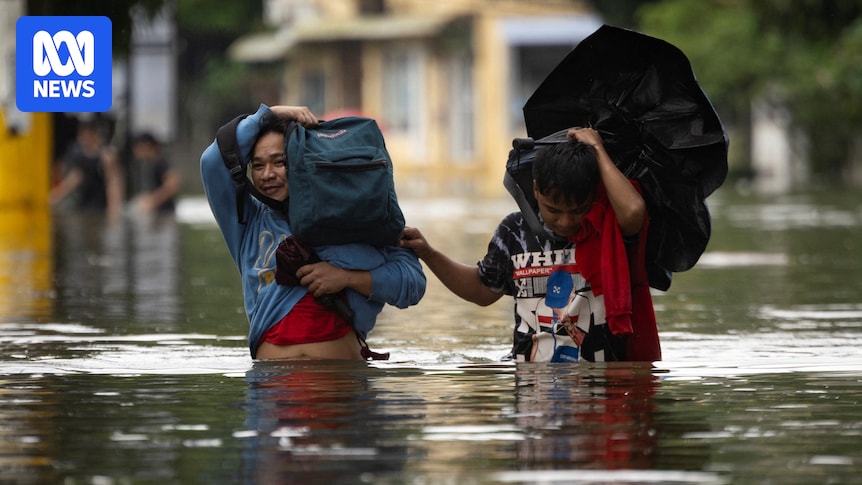 abcnews's tweet card. Tropical Storm Wipha has forced tens of thousands of people to relocate in Manila, where heavy rain in low-lying areas has seen a river burst its banks.