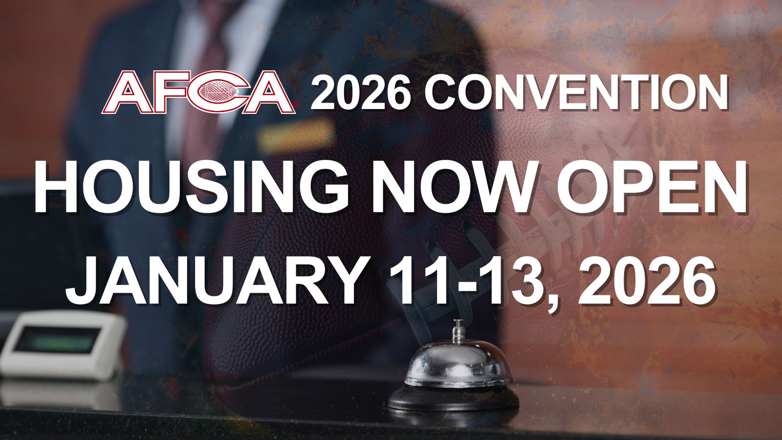 WeAreAFCA's tweet card. We’re excited to share that housing is now open for the 2026 AFCA Convention, taking place January 11–13, 2026, in Charlotte, North Carolina!