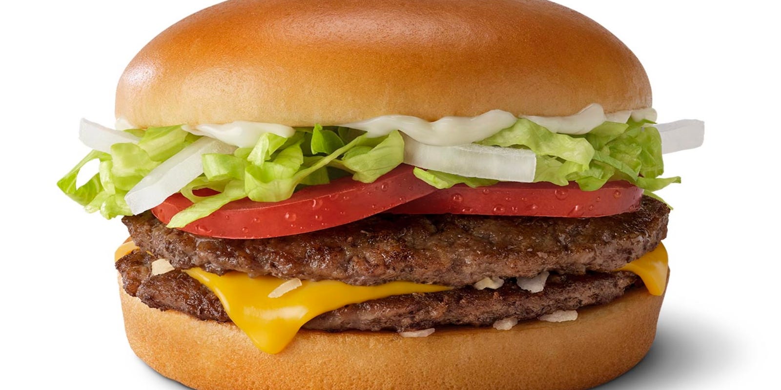 tuscaloosanews's tweet card. The Daily Double cheeseburger, made with two beef patties, cheese, tomatoes, lettuce, mayo and onions, is now available in a McValue meal ($6-$7).
