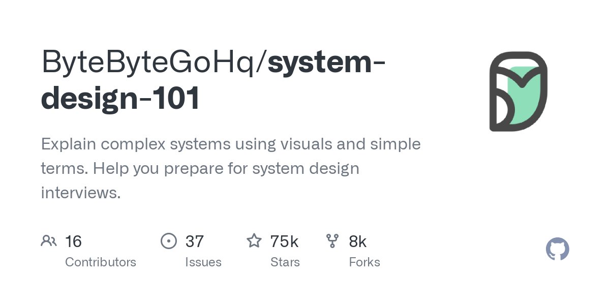 GitHubGPT's tweet card. Explain complex systems using visuals and simple terms. Help you prepare for system design interviews. - ByteByteGoHq/system-design-101