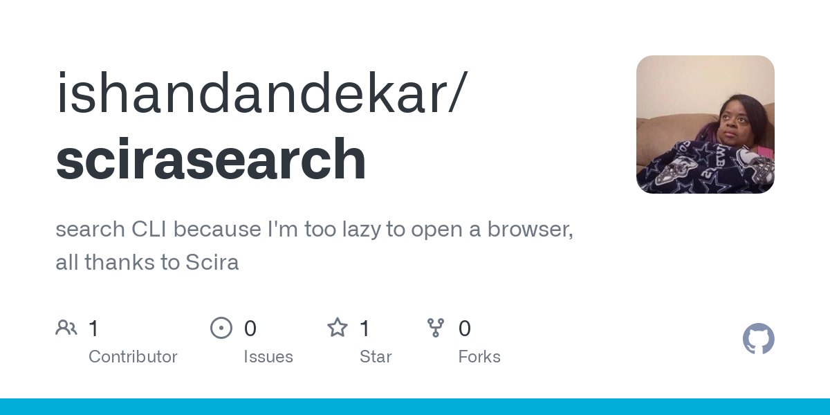 zaidmukaddam's tweet card. search CLI because I'm too lazy to open a browser, all thanks to Scira - ishandandekar/scirasearch