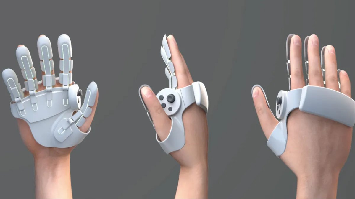 UploadVR's tweet card. Sharp is making a hybrid VR glove and controller, combining tactile feedback with buttons and a thumbstick, though hasn't yet decided whether to sell it.