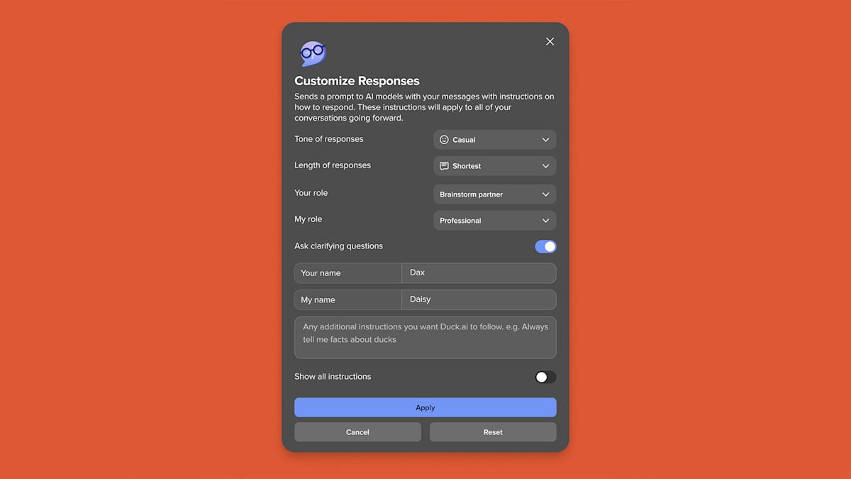 engadget's tweet card. DuckDuckGo is making it easier to tweak the system prompts of the AI models you can access through its browser.