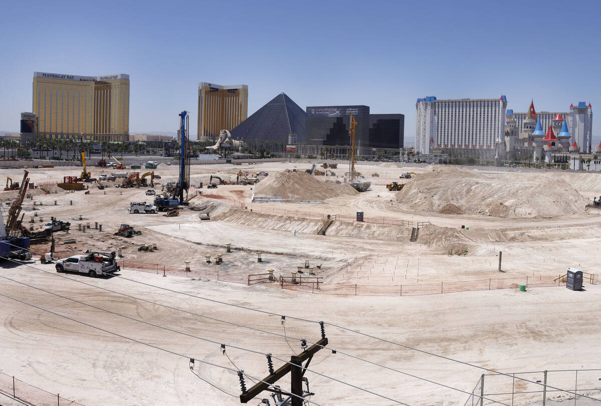 Mic_VegasSphere's tweet card. Las Vegas ballpark work forges ahead on the 9-acre site a few weeks after the Athletics held the groundbreaking for the $1.75 billion project.