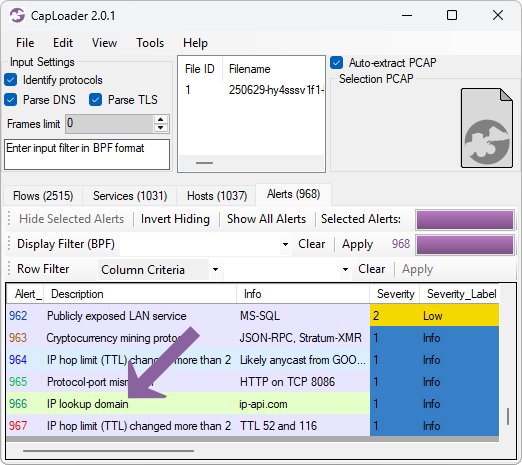 netresec's tweet card. This update resolves several minor bugs, but also brings better protocol identification and a new IP lookup alert to CapLoader. Alert for IP lookup using ip-api.com in PCAP from tria.ge Transcript of...