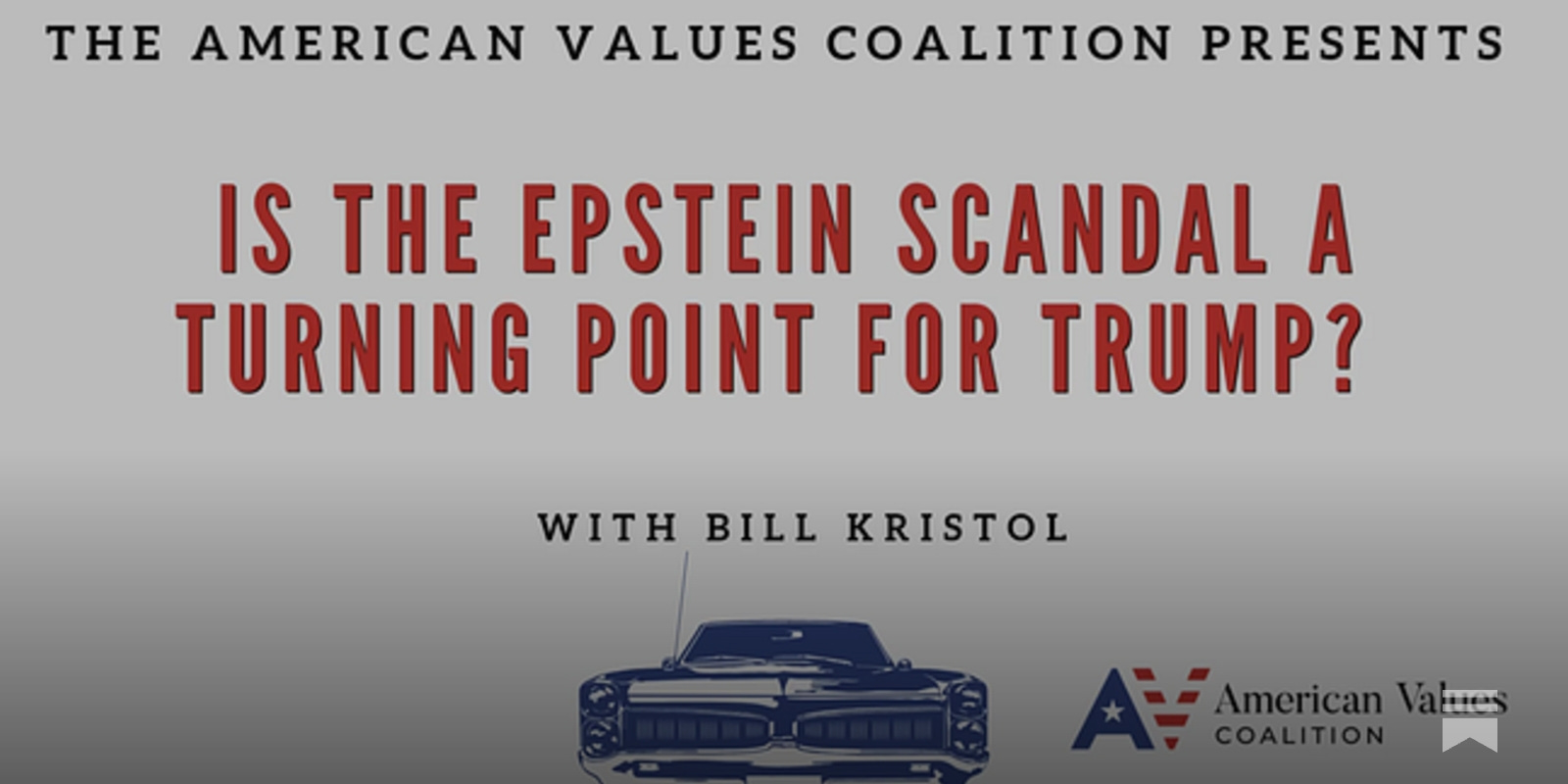 ourvaluesngo's tweet card. Bill Kristol discusses various political themes, including the ongoing Epstein controversy, the dangers of conspiratorial thinking, and the dynamics within the MAGA movement.